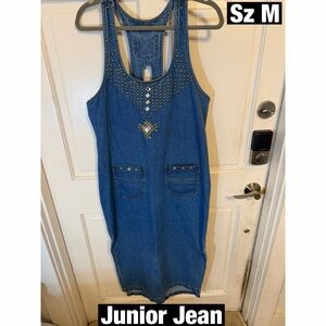 Blue Denim Studded Dress by Junior Jean Los Angeles. Vintage Rare find
